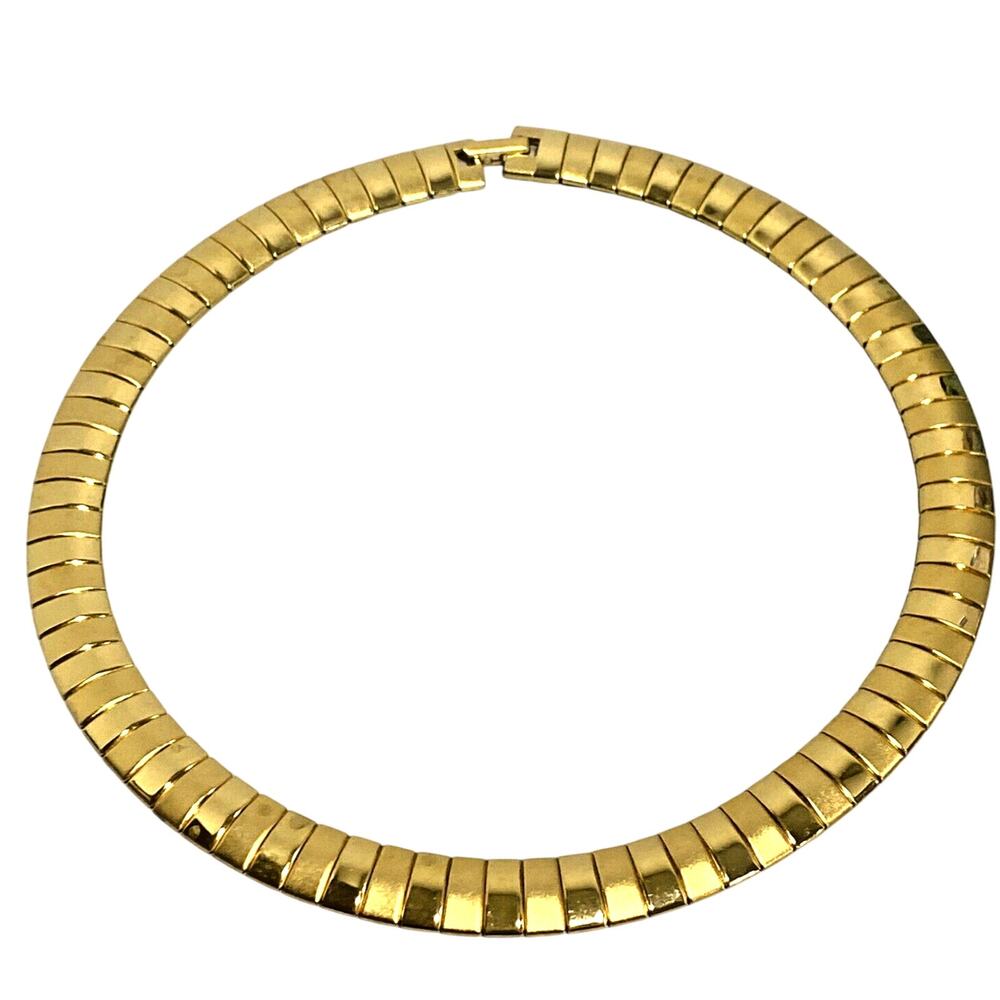 Vintage goldtone chain necklace collar choker retro 1980 runway fashion career